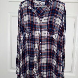 Old Navy Blue and Red Plaid Flannel